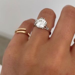 3 carat Moissanite Old Mine Diamond Cut 14 WG Ring